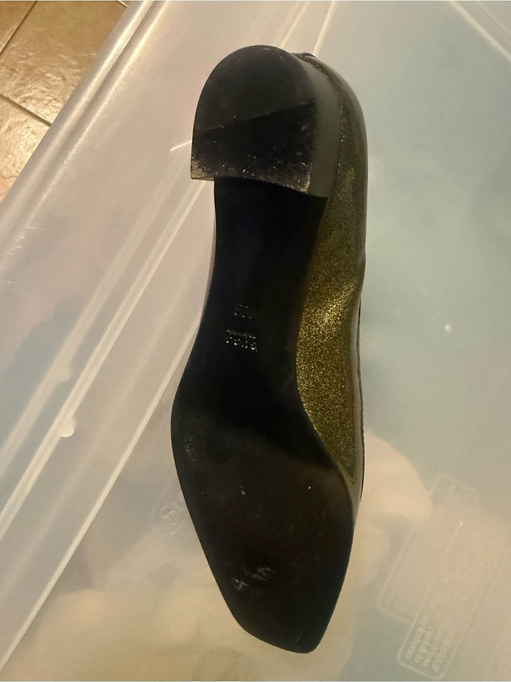 Gucci Olive Green Glitter Pointed Toe Pump — Sparkle Finish